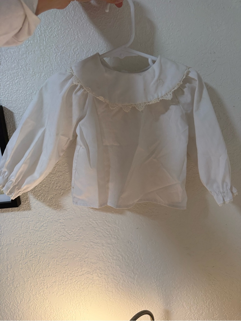 Dior Girls White Lace-Trim Peter Pan Collar Blouse